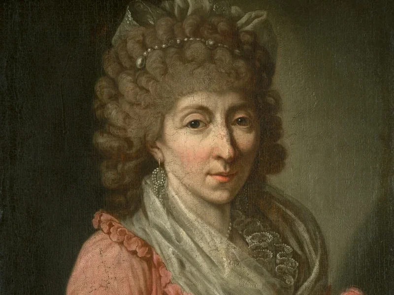 1713-Anna Rosina Lisiewska - Ritratto di woman holding a rose